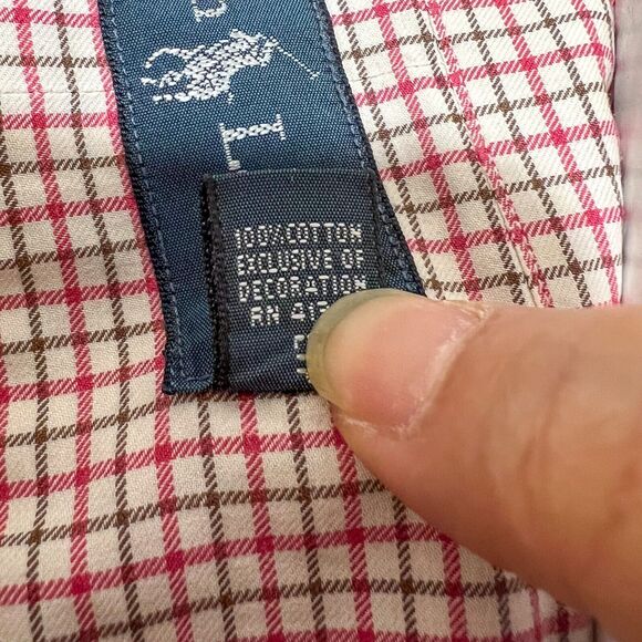 Ralph Lauren Mens XXL 2XL Cotton Button Up Shirt Long Sleeve Pink Green Check - Picture 6 of 6